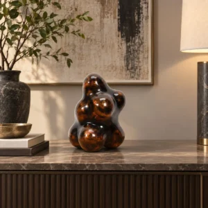 Tortoiseshell Lacquer Lobed Sculpture, 24 x 32 x 23 cm in clay — front view