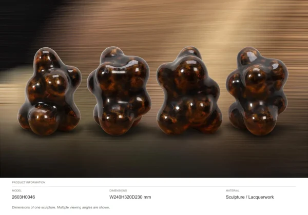 Tortoiseshell Lacquer Lobed Sculpture, 24 x 32 x 23 cm in clay — dimensions
