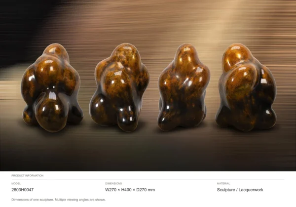 Amber Lacquer Lobed Sculpture, 27 x 40 x 27 cm in rust — dimensions