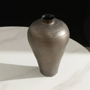 Metallic Copper Glaze Plum Vase, Large or Medium in bronze — front view