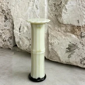 Bamboo Shadow Green Jade Column Pedestal in olive — front view