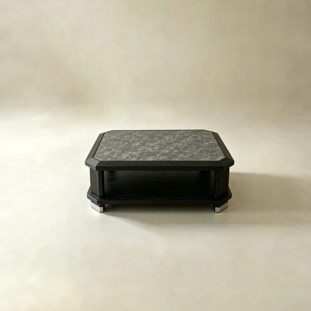 Ink Mountain Black Wood Coffee Table in black — front view