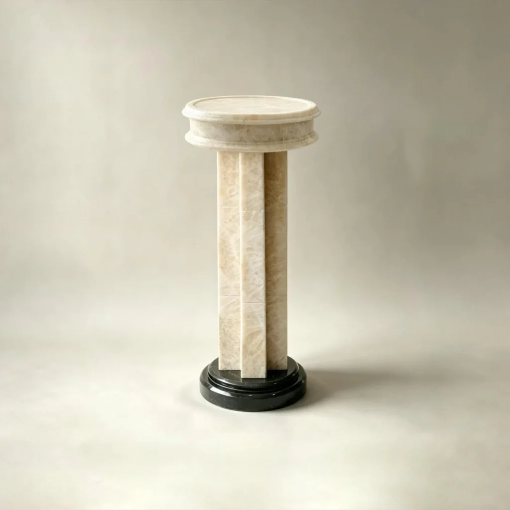 Jiancheng Warm Jade Pedestal in oatmeal — front view