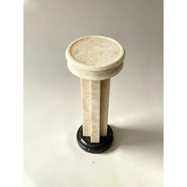 Jiancheng Warm Jade Pedestal in oatmeal — in a room setting