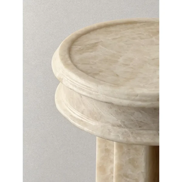 Jiancheng Warm Jade Pedestal in oatmeal — in a room setting