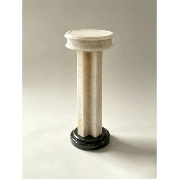 Jiancheng Warm Jade Pedestal in oatmeal — in a room setting