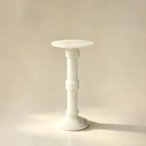 White Onyx Sculpture Pedestal with Flared Base in ivory — front view