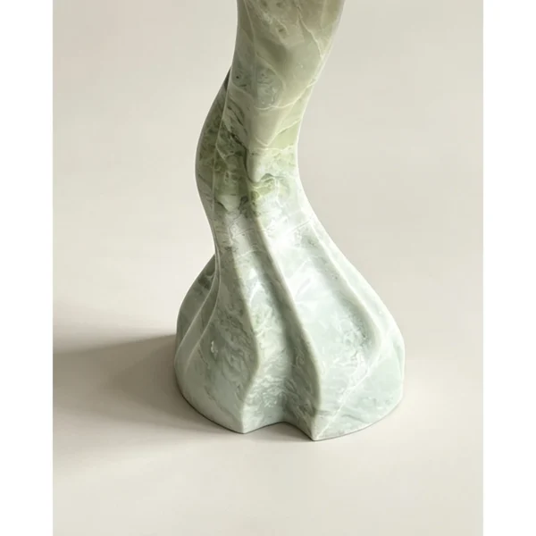 Langen Green Stone Console with Twisted Root Column in olive — in a room setting