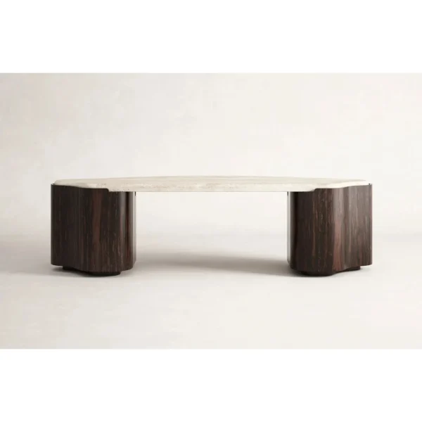 Multifunctional Stone Table in oatmeal — in a room setting