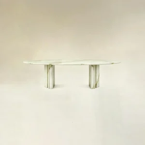 Qin Free-Form Marble Dining Table in ivory — front view