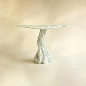 Qinglan Pale Jade Console Table with Root-Form Base in olive — front view