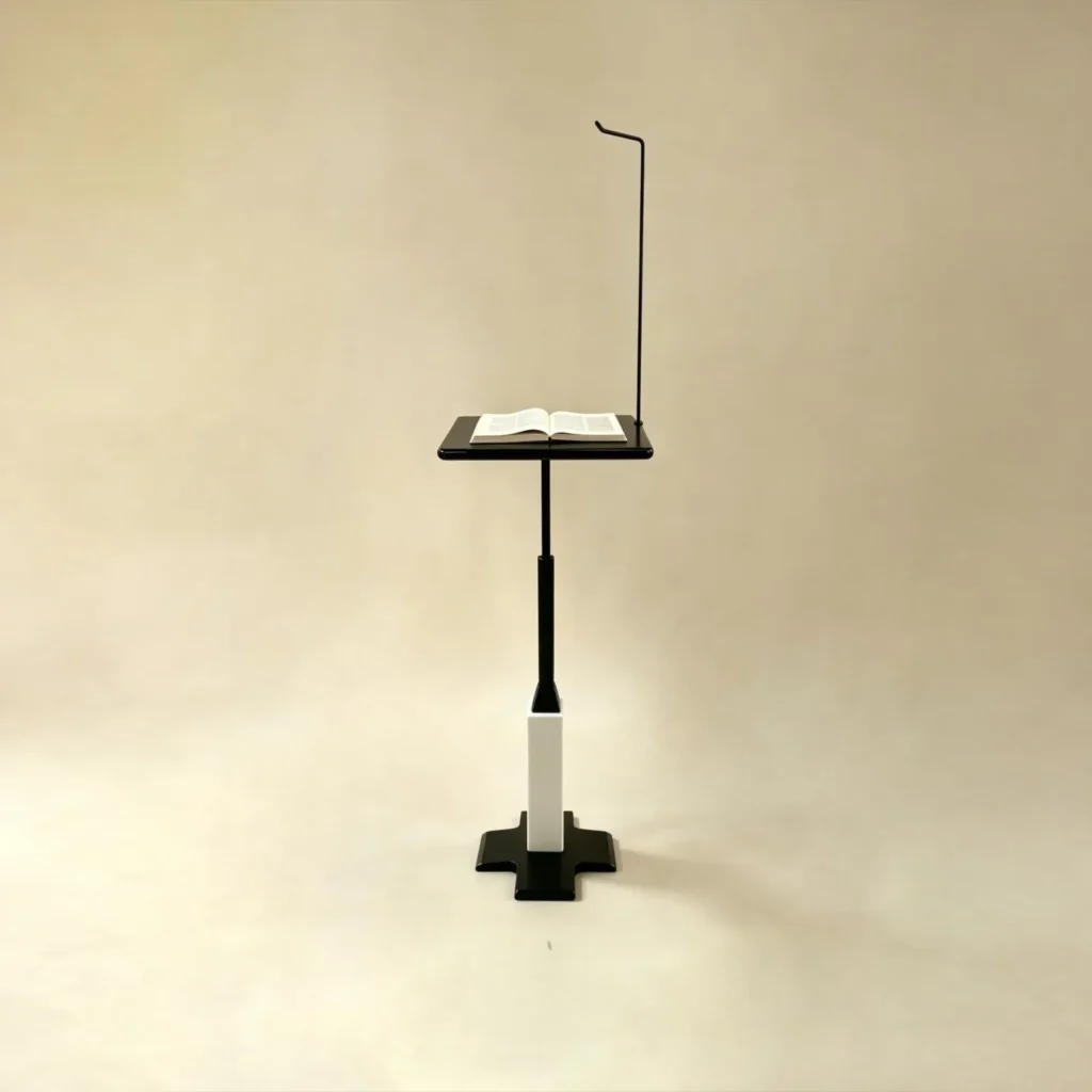 Xuanyu Adjustable Stand with White Marble and Black Lacquer in black — front view