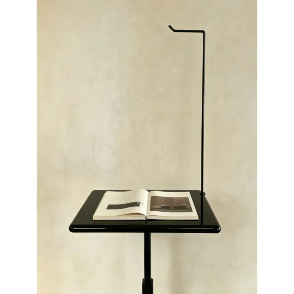 Xuanyu Adjustable Stand with White Marble and Black Lacquer in black — in a room setting