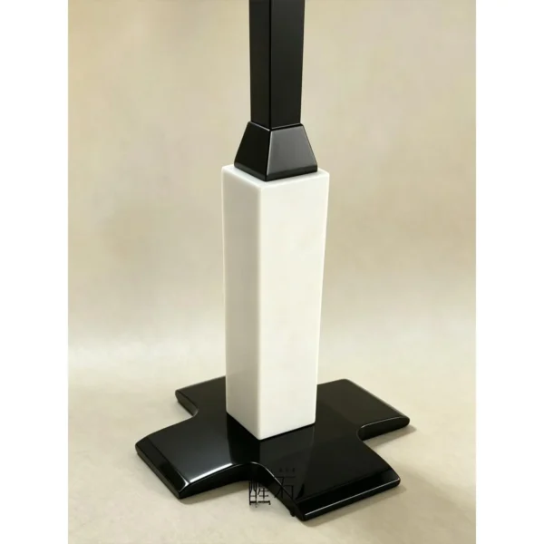Xuanyu Adjustable Stand with White Marble and Black Lacquer in black — in a room setting