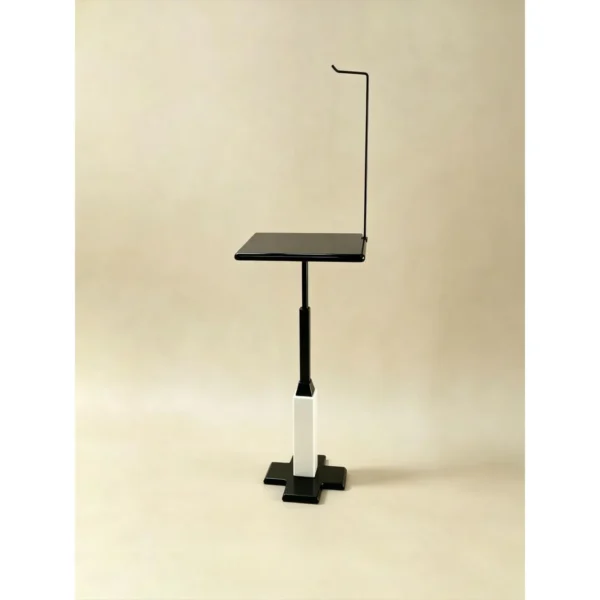 Xuanyu Adjustable Stand with White Marble and Black Lacquer in black — in a room setting