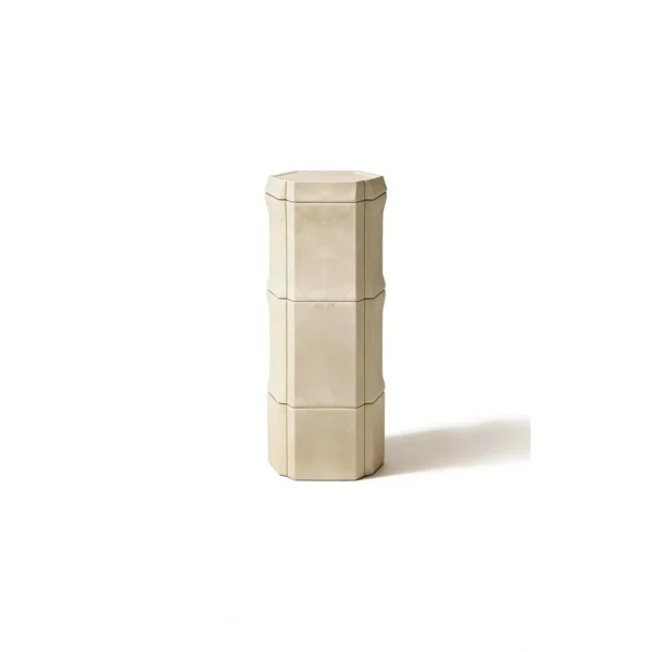 Stone Bone Modular Stone Pedestals, Set of Three Heights in oatmeal — in a room setting