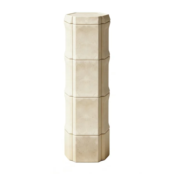 Stone Bone Modular Stone Pedestals, Set of Three Heights in oatmeal — in a room setting