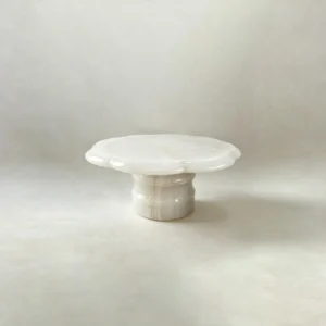Yantang Begonia-Edge White Jade Low Side Table in ivory — front view