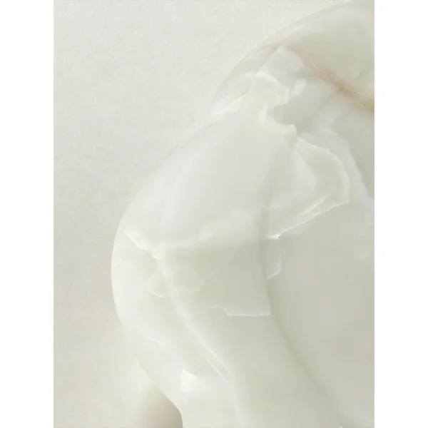 Yantang Begonia-Edge White Jade Low Side Table in ivory — in a room setting