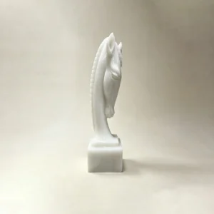 Hand-Carved White Onyx Horse Sculpture in ivory — front view
