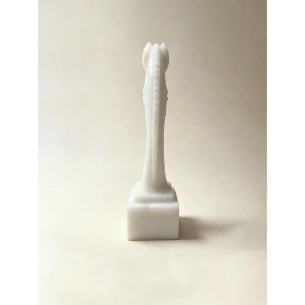 Hand-Carved White Onyx Horse Sculpture in ivory — in a room setting