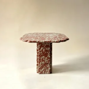 Yunqi Oriental Red Marble Side Table with Notched Top in red — front view