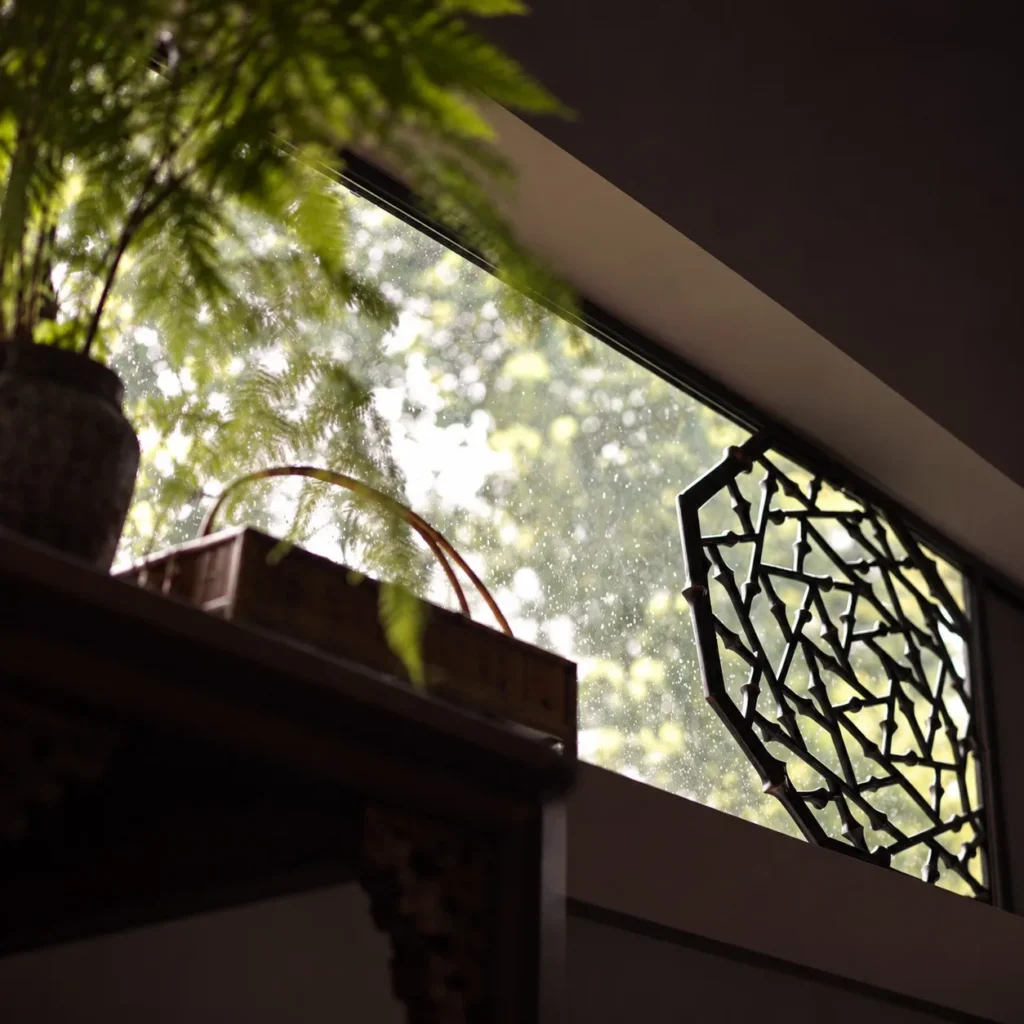 Bamboo Branch Lattice Octagonal Wall Panel in clay — front view