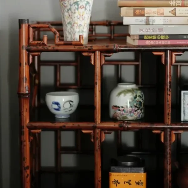 Bamboo Curio Bookcase in clay — detail