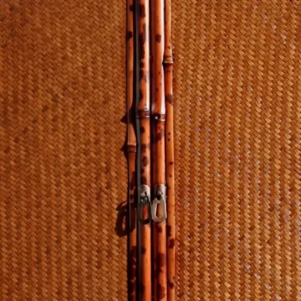Bamboo Woven Double-Door Tall Cabinet in clay — detail