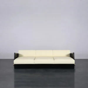 Bauhaus Straight Leather Sofa in beech — front view