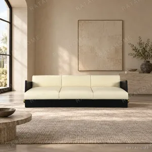 Bauhaus Straight Sofa in oatmeal — in a room setting