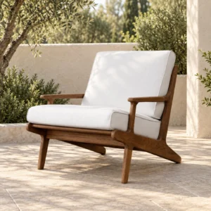 Bay Burmese Teak Outdoor Lounge Chair in teak — front view
