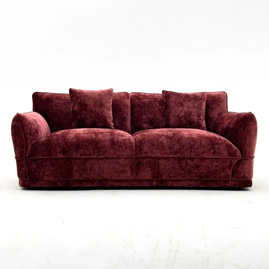 Bean Paste Chenille Two-Seat Sofa with Rolled Arms — front view