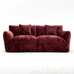 Bean Paste Chenille Two-Seat Sofa with Rolled Arms — front view