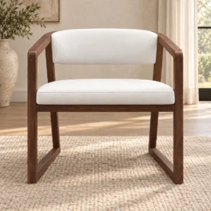 Walnut Frame Cube Armchair in walnut — front view