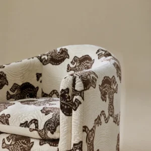 Bennett Lounge Chair in Cut-Velvet Tiger Jacquard — front view
