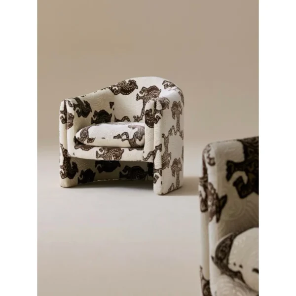 Bennett Lounge Chair in Cut-Velvet Tiger Jacquard — in a room setting