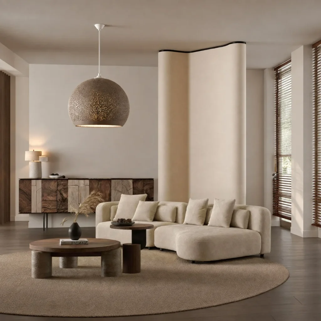Curved Sofa in performance fabric — front view