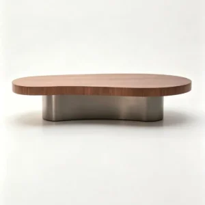 Curved Walnut Coffee Table in walnut — front view
