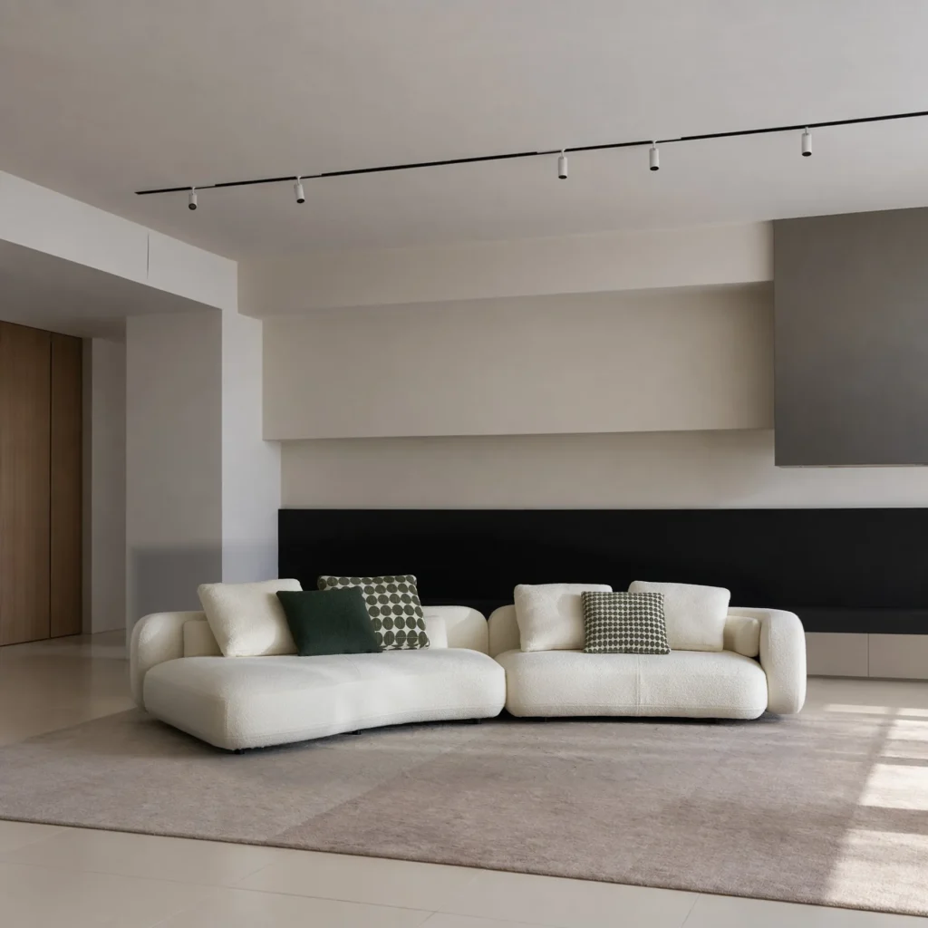Bezier Irregular Sofa in teddy — front view