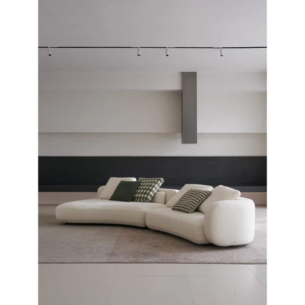 Free-Curve Modular Sofa in Cream Teddy Fabric — in a room setting