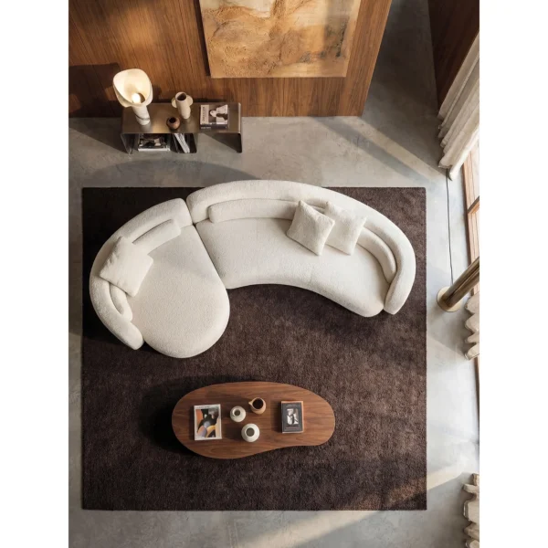 Free-Curve Modular Sofa in Cream Teddy Fabric — in a room setting