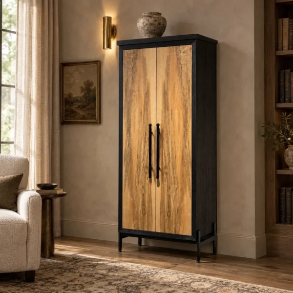 Two-Tone Tall Cabinet in black — in a room setting