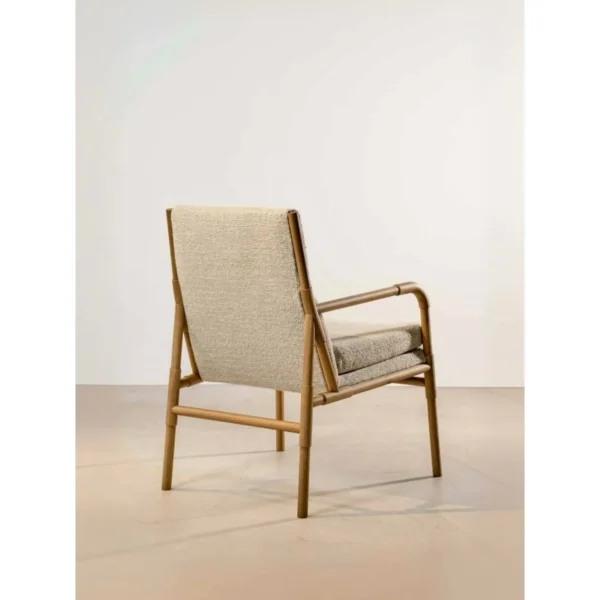 White Oak Frame Armchair in Oatmeal Bouclé, 68 cm — in a room setting