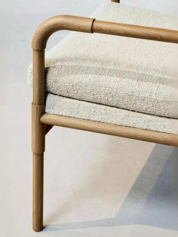 White Oak Frame Armchair in Oatmeal Bouclé, 68 cm — detail