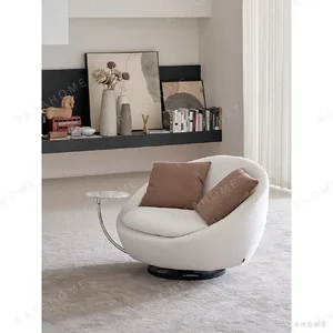 Bird Nest Swivel Lounge Chair in oatmeal — in a room setting