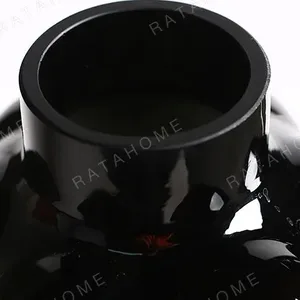 French Black Bubble Glass Vase, Large or Small in black — in a room setting