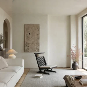 Black Spindle-Back Cantilever Lounge Chair with Wood Seat in black — front view