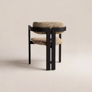 Black Solid Wood Armchair in Textured Weave — front view