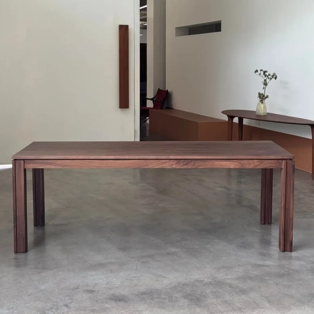 Black Walnut Chunky Parsons Dining Table in walnut — front view